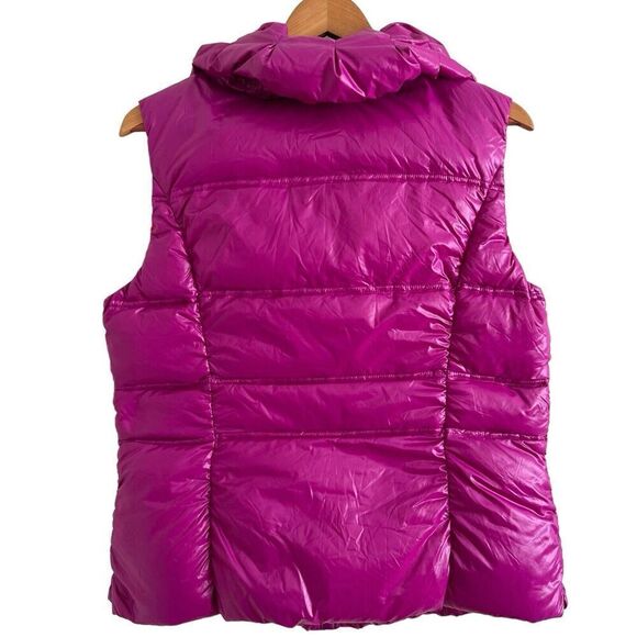 Coatology Goose Down Puffer Vest L Magenta Contrast Packable Gorpcore Travel - Picture 3 of 15